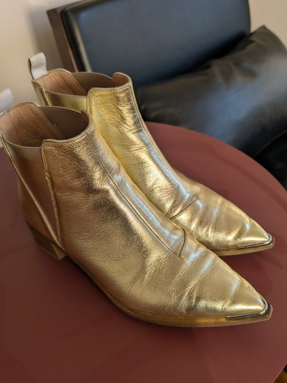 Acne Studio, Gold Metallic Leather Jensen Boot